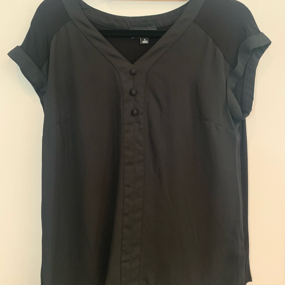 Chic Black Button-Detail Women's Blouse